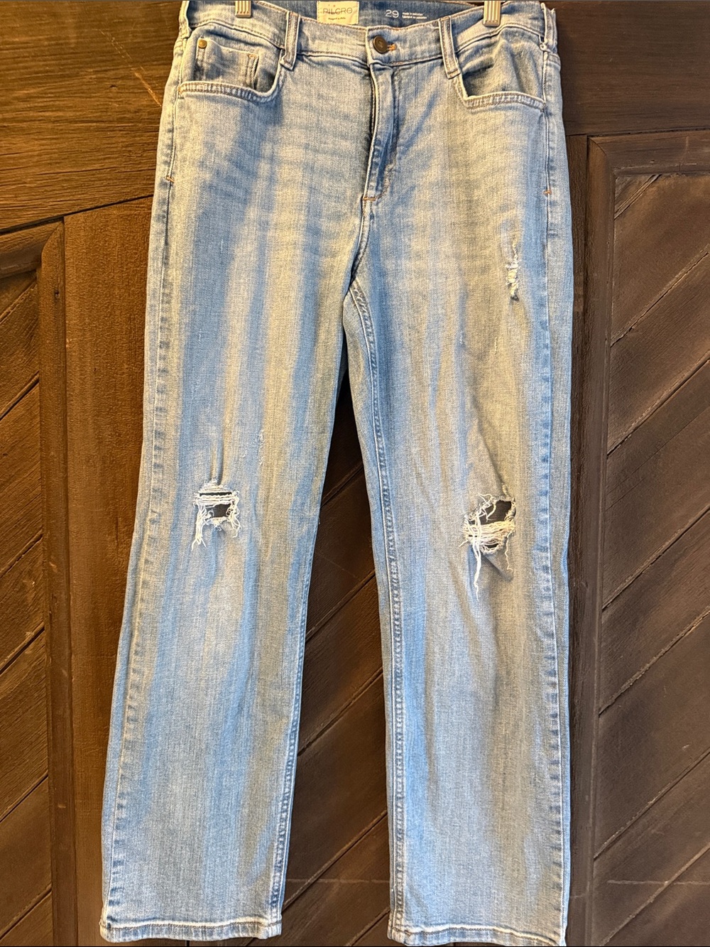 Pilcro Light Wash Distressed Straight-Leg Jeans